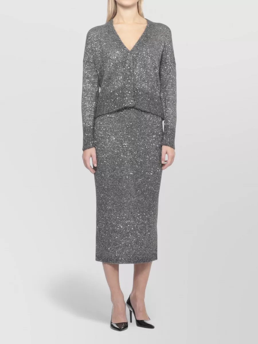 D.exterior Sequin Long-Sleeve Cardigan