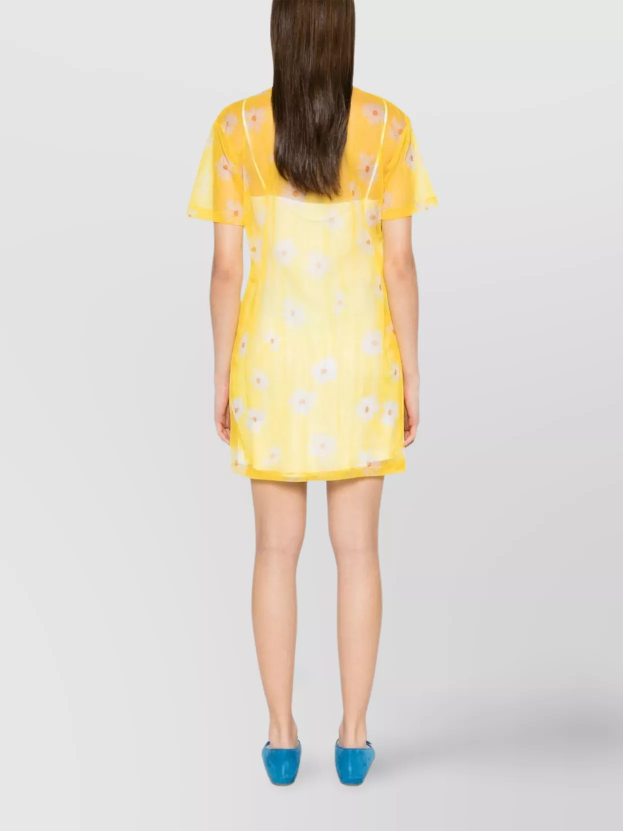 Moschino Sheer Daisy Floral Mini Dress