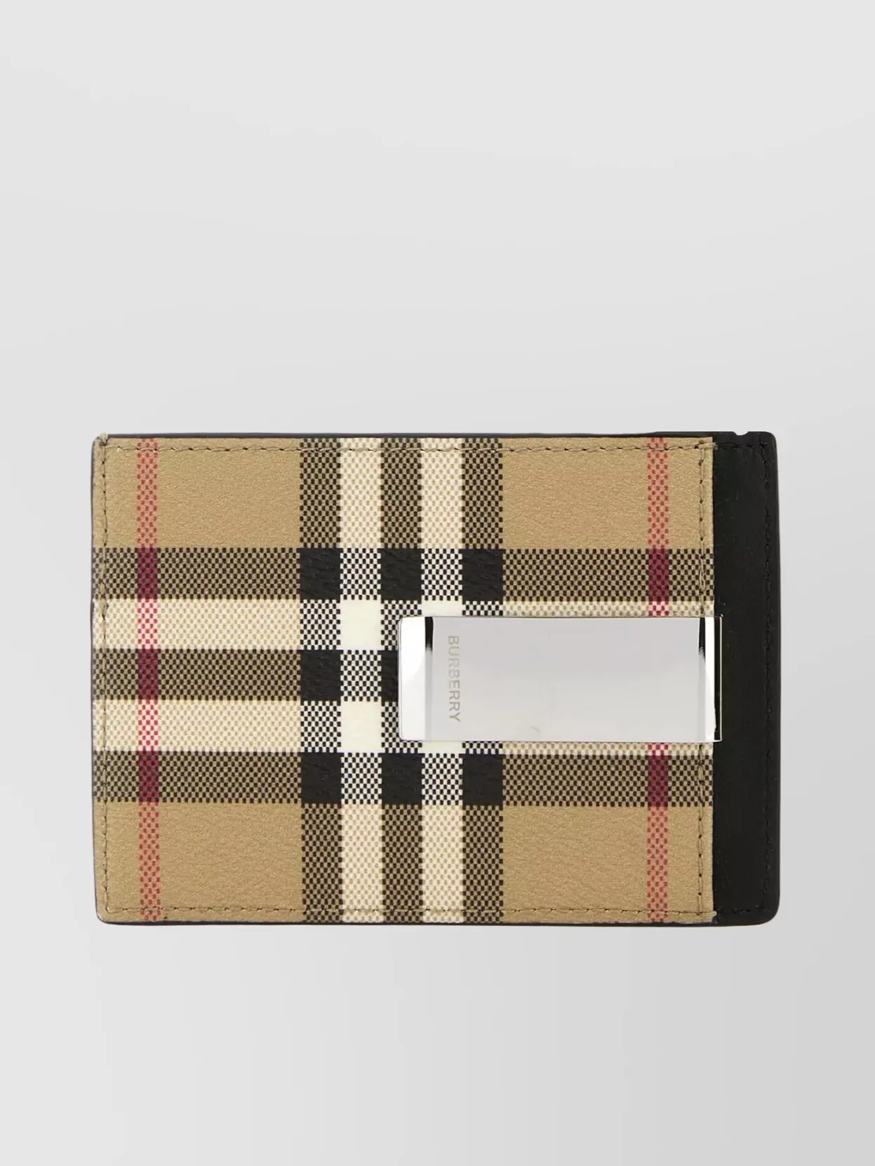 Shop Burberry Canvas Check Card Holder In Black