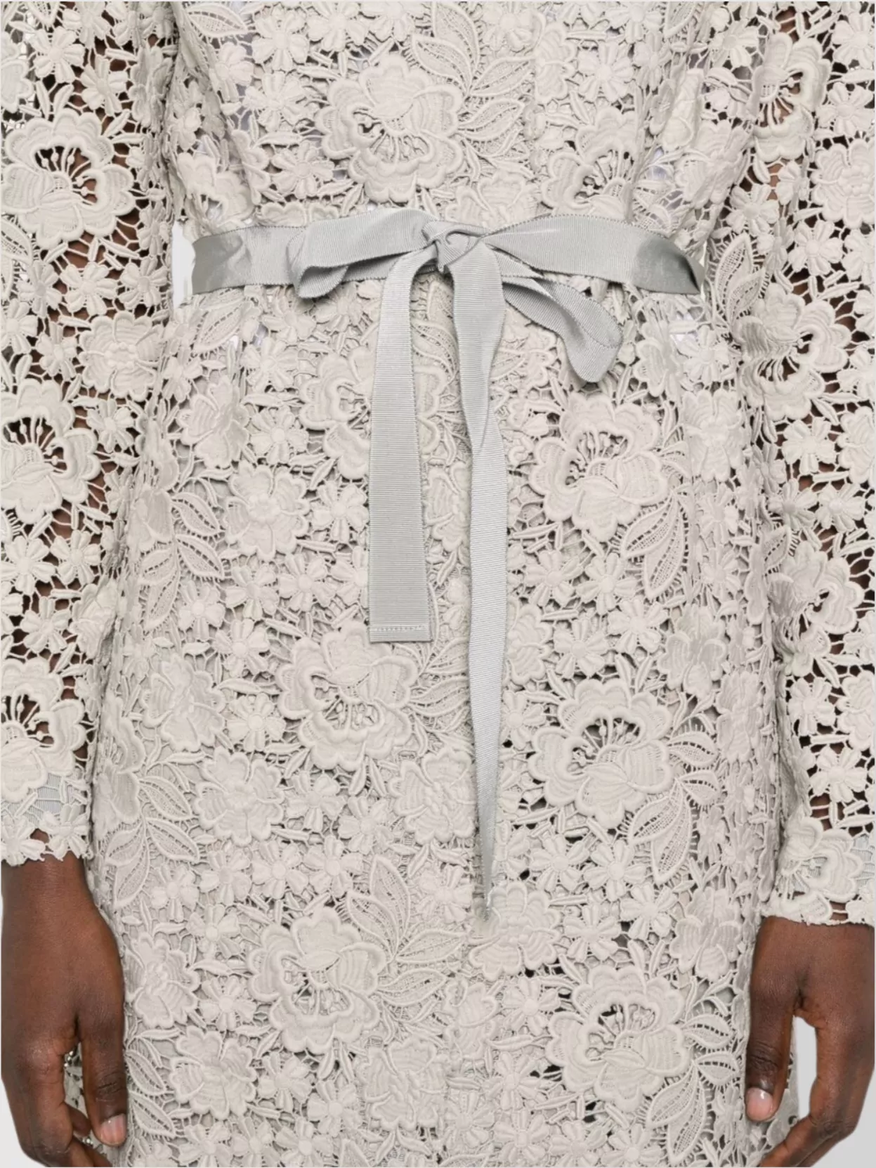 Parosh Waist Belted Floral Lace Blazer