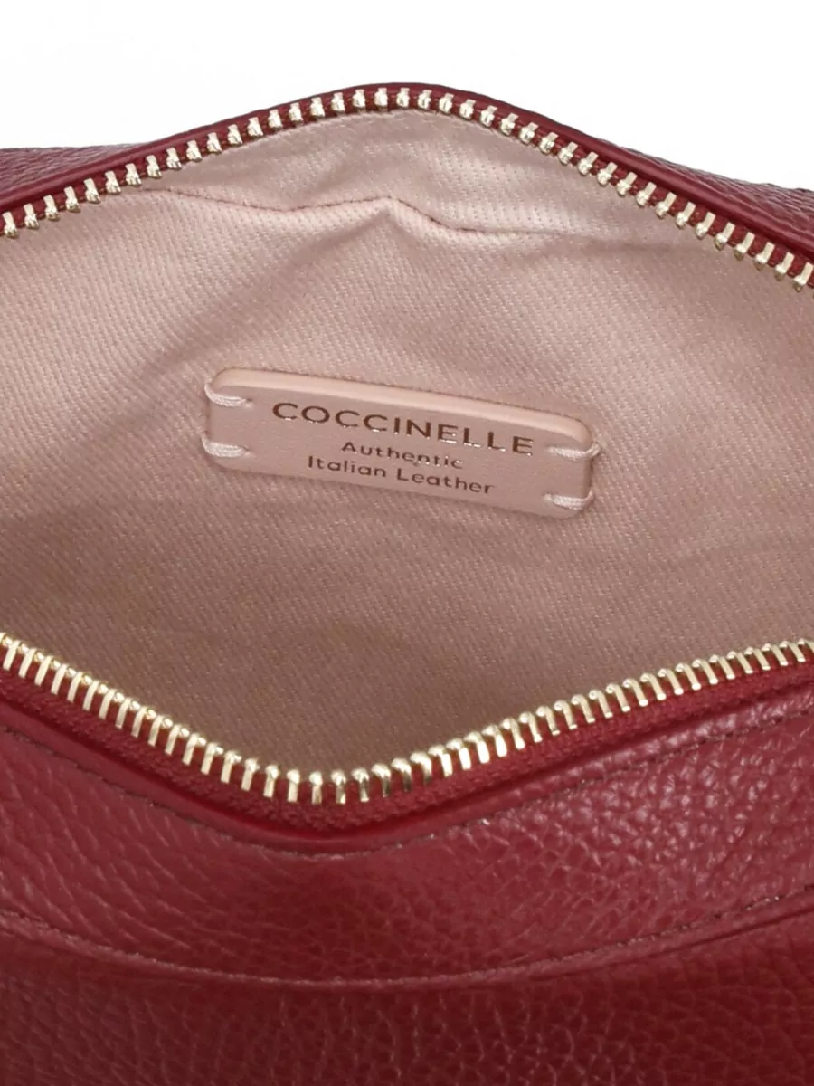 Coccinelle Shoulder Bag Removable Logo Strap Leather