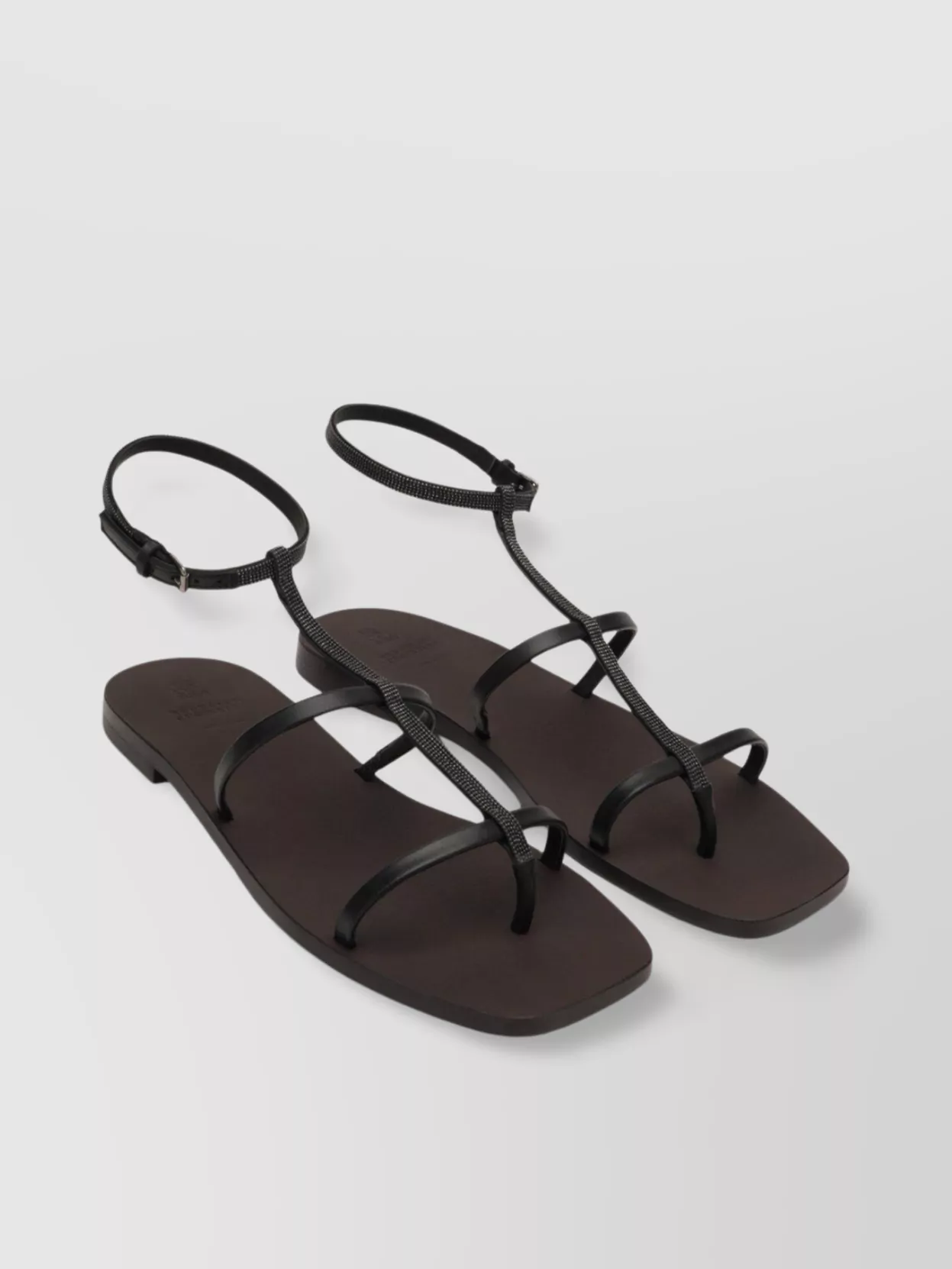 Brunello Cucinelli Precious Strap Flat Sole Open Toe Sandals