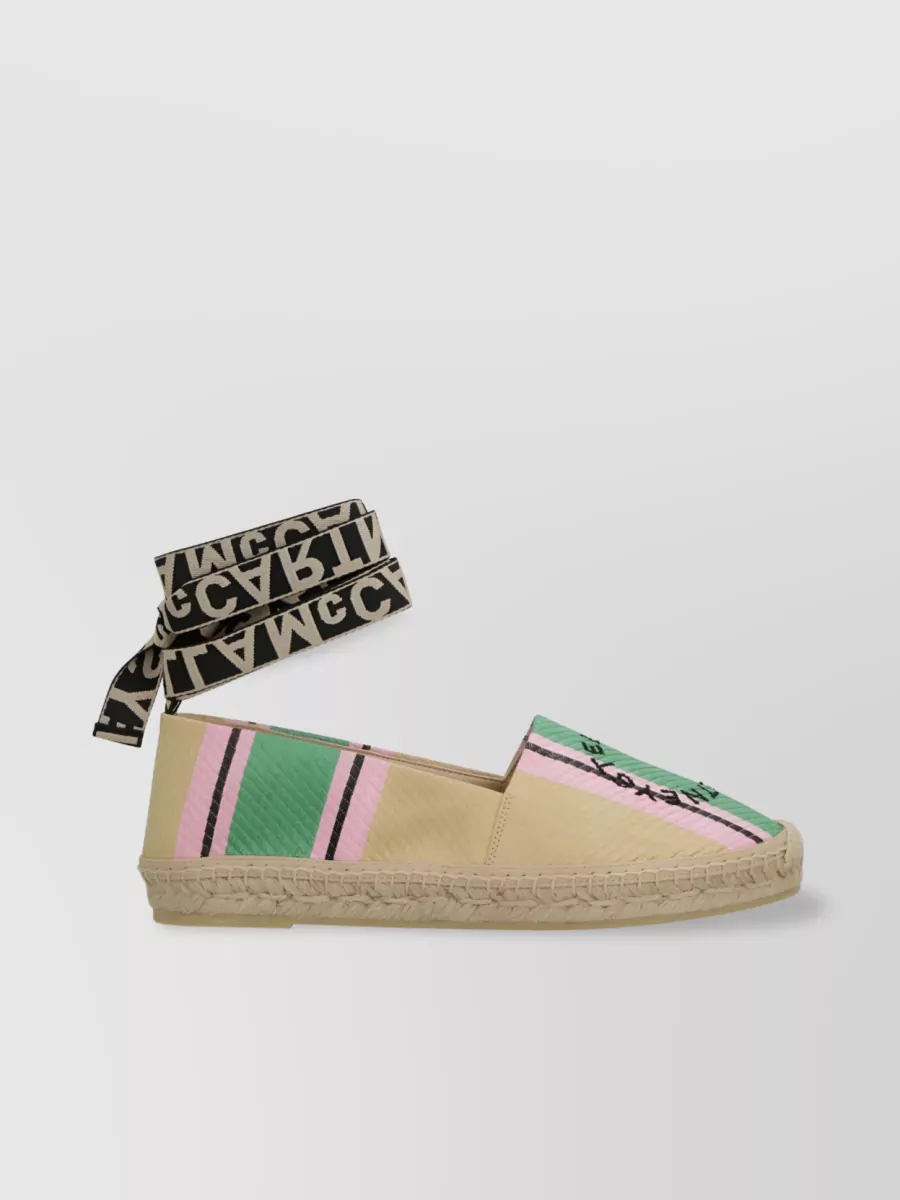Shop Stella Mccartney Striped Edge Embroidered Sandals In Multicoloured