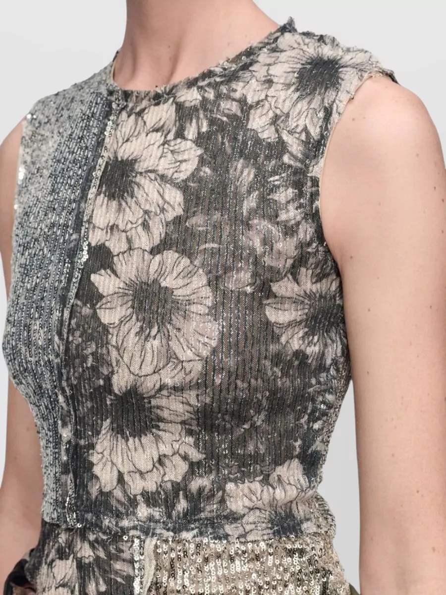 Maison Margiela Floral Sequin Sleeveless Top