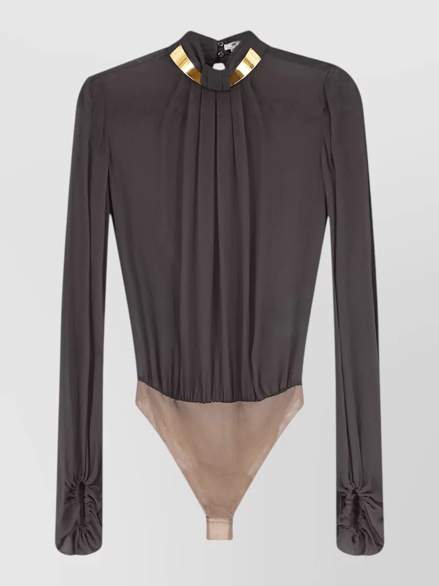 Elisabetta Franchi viscose pleated high neck long sleeve bodysuit