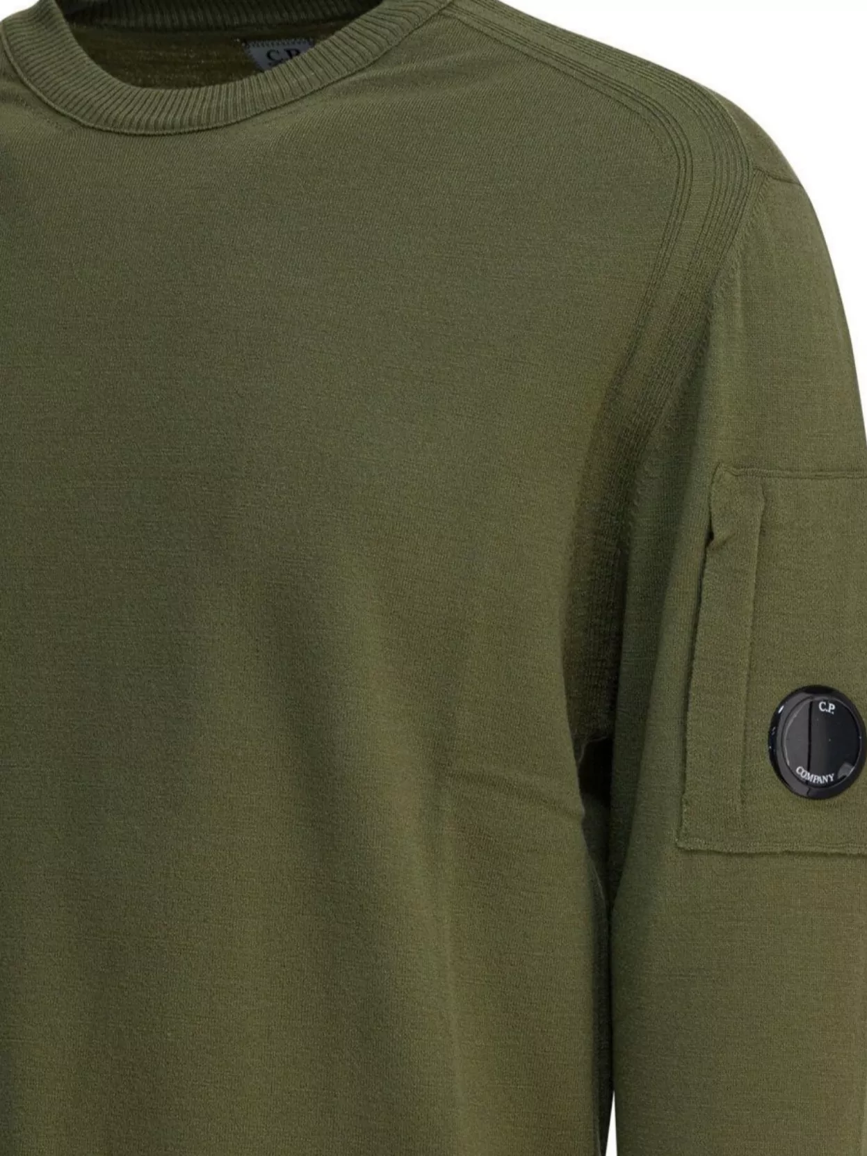 C.p. Company Crew Neck Knitwear With Ribbed Cuffs And Pocket