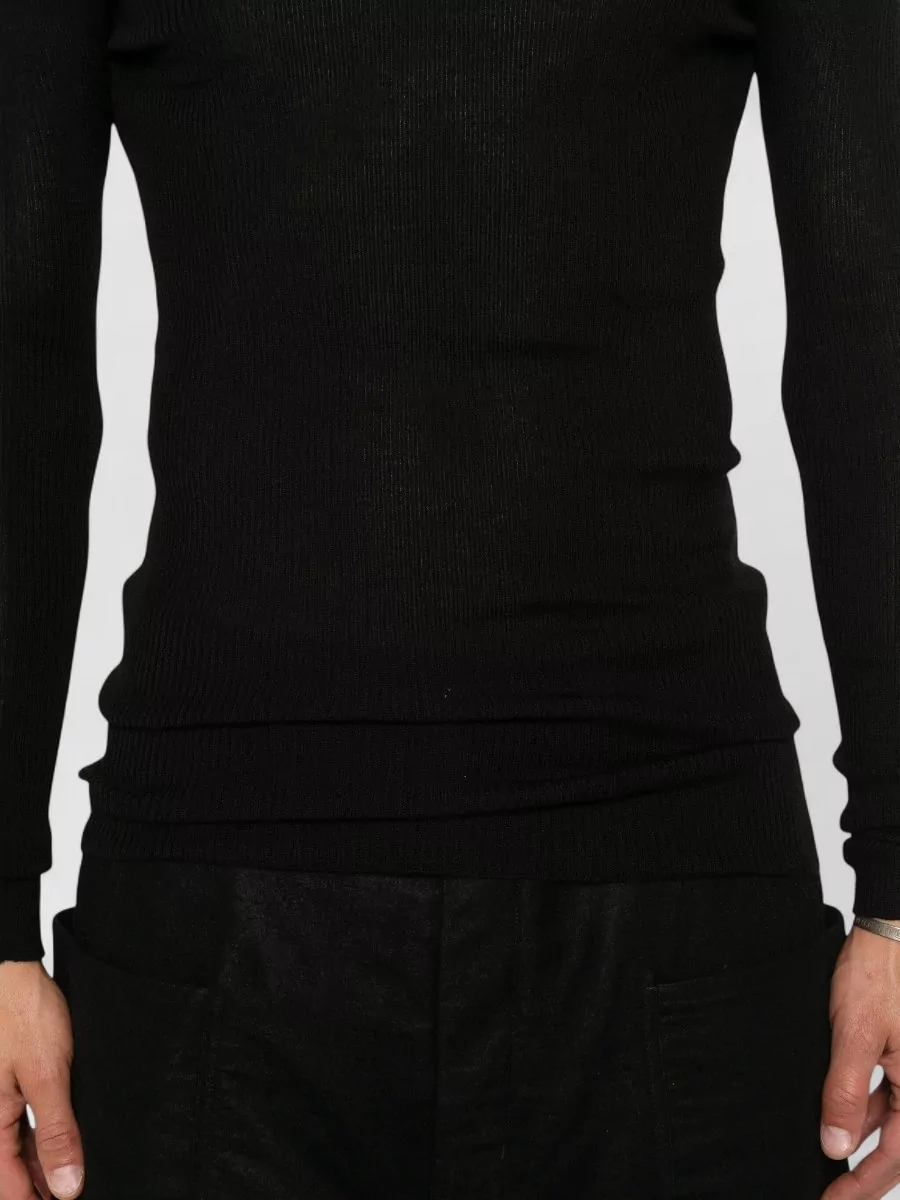 Rick Owens Merino Wool Slim Ribbed Long-Sleeve T-Shirt