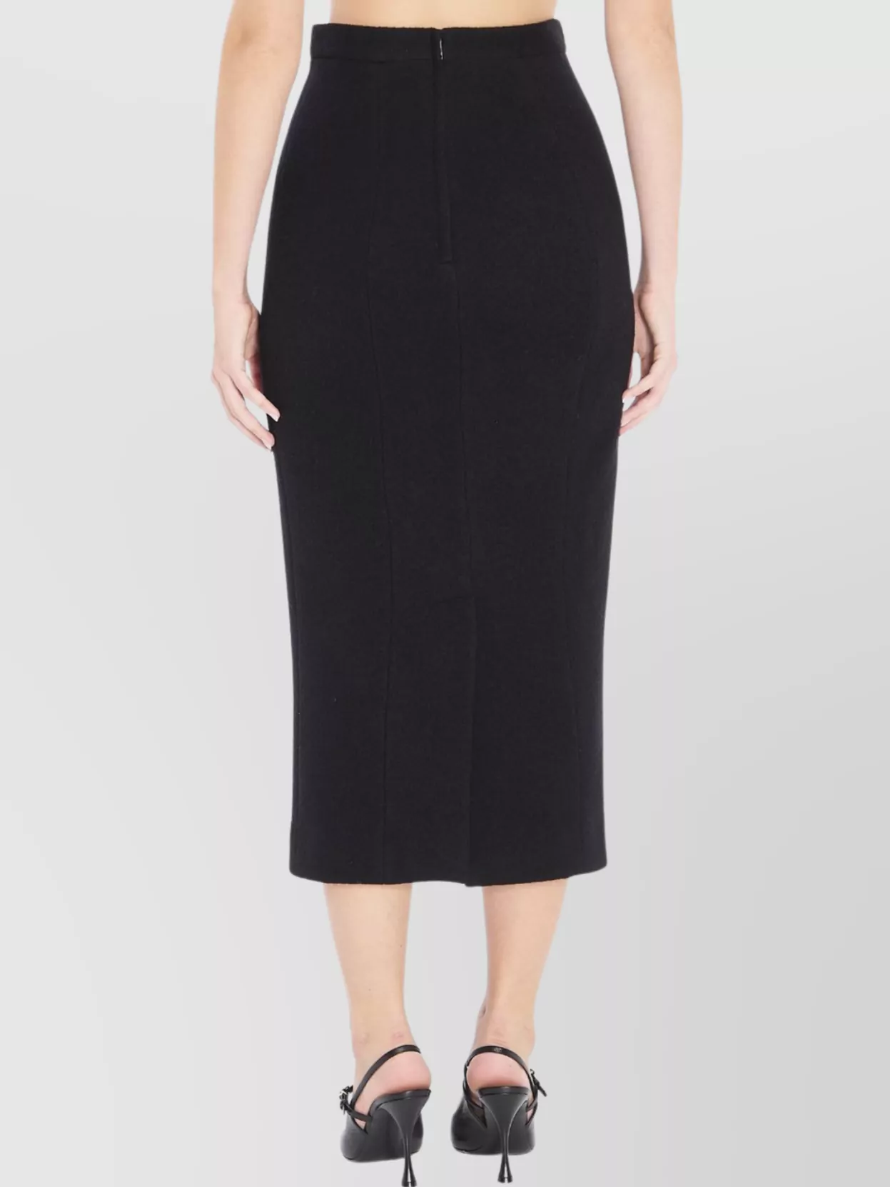 Dolce & Gabbana Virgin Wool Fitted Skirt Pleats In Black