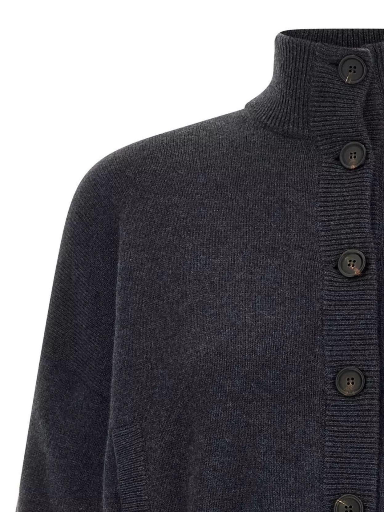 Brunello Cucinelli Cardigan With Embellished Sleeves And High Neck