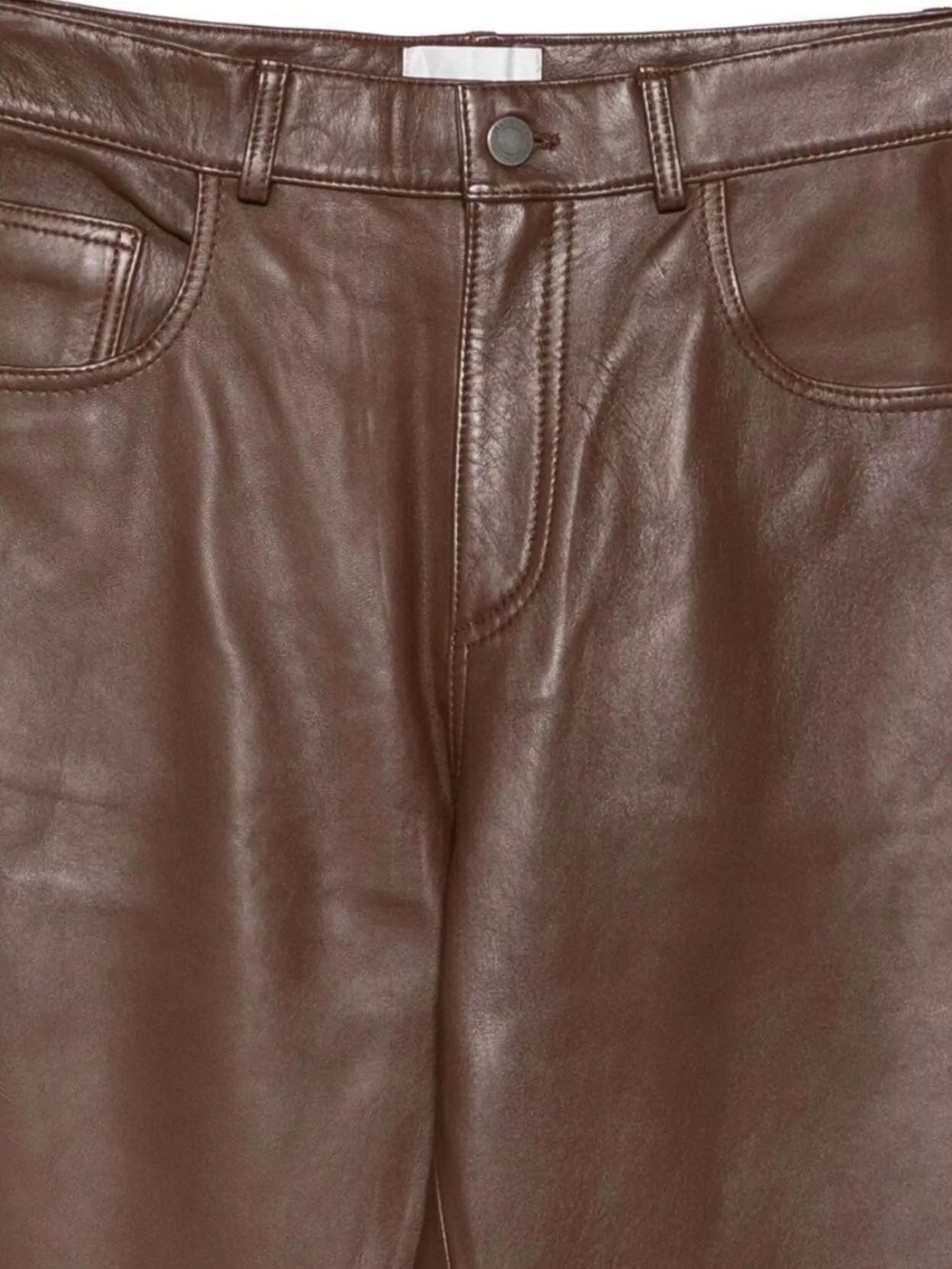 Haikure Wide Leg Leather Trousers Pockets