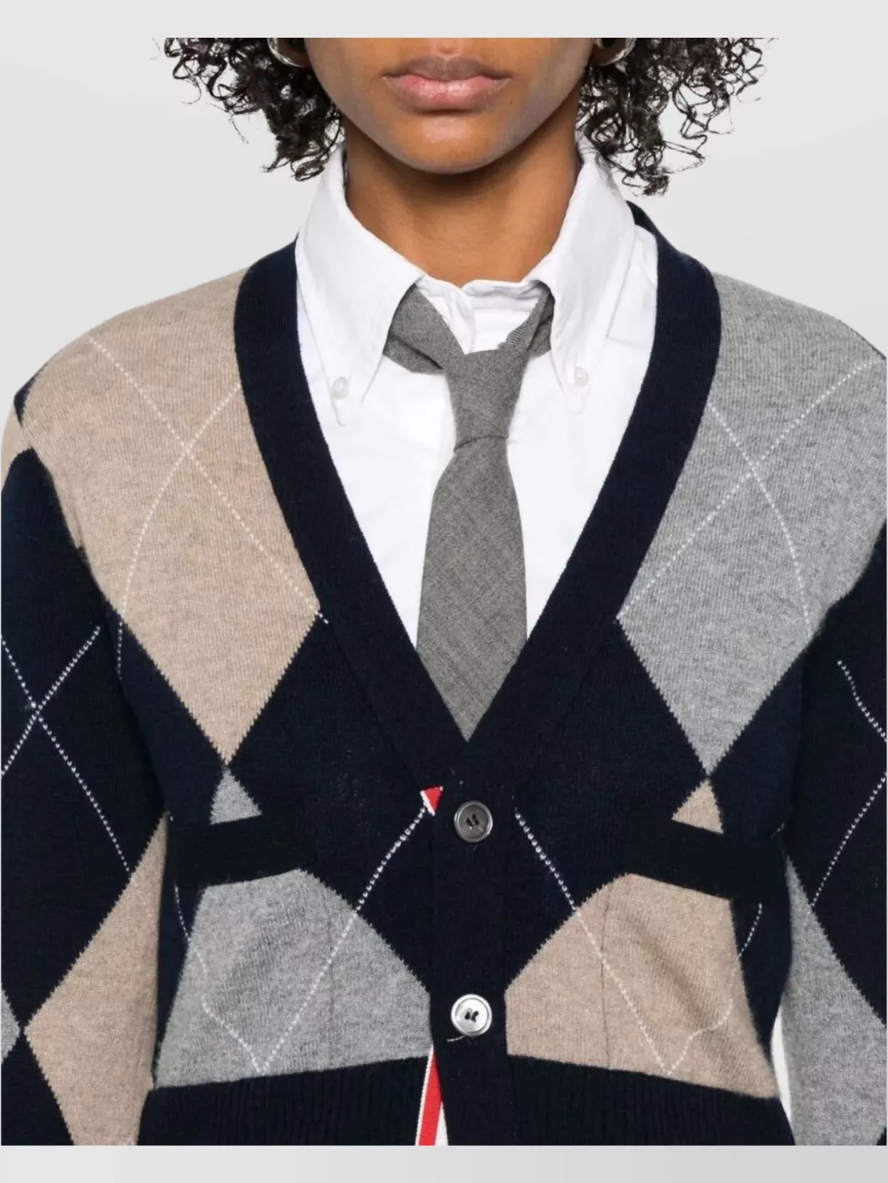 Thom Browne Argyle V-Neck Cashmere Cardigan
