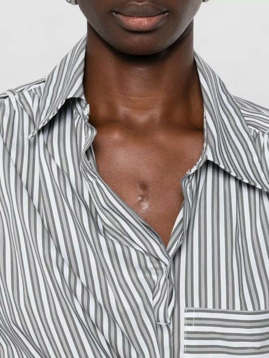 Iro Lace Striped Cotton Shirt Collared Neck