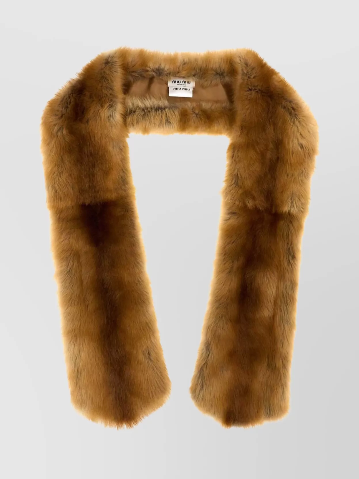 Miu Miu Luxurious Long Faux Fur Scarf In Brown
