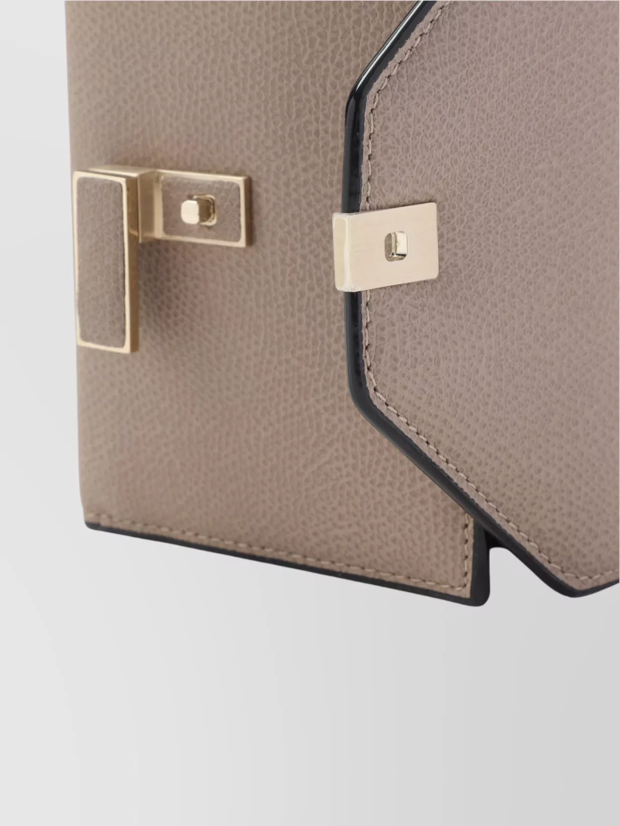 Valextra Leather Textured Wallet Gold Hardware