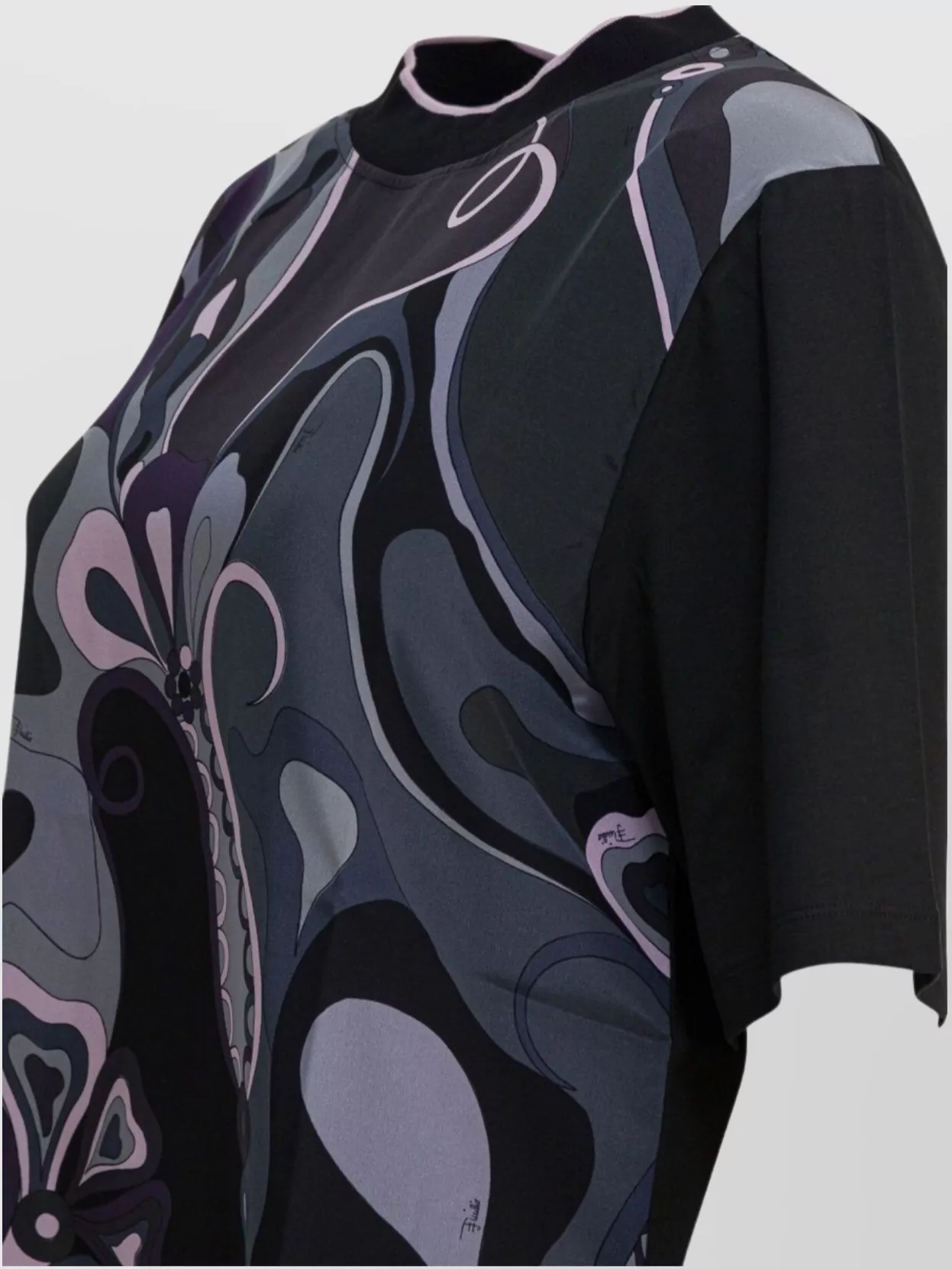 Pucci Abstract Print Crewneck Cotton Silk T-Shirt