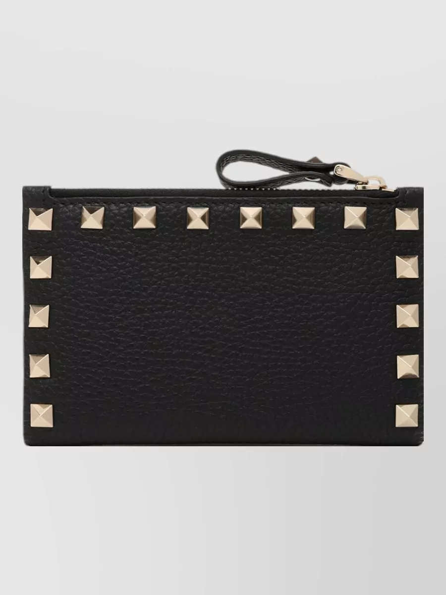 Valentino Garavani Rockstud Zip Leather Cardholder Keyring