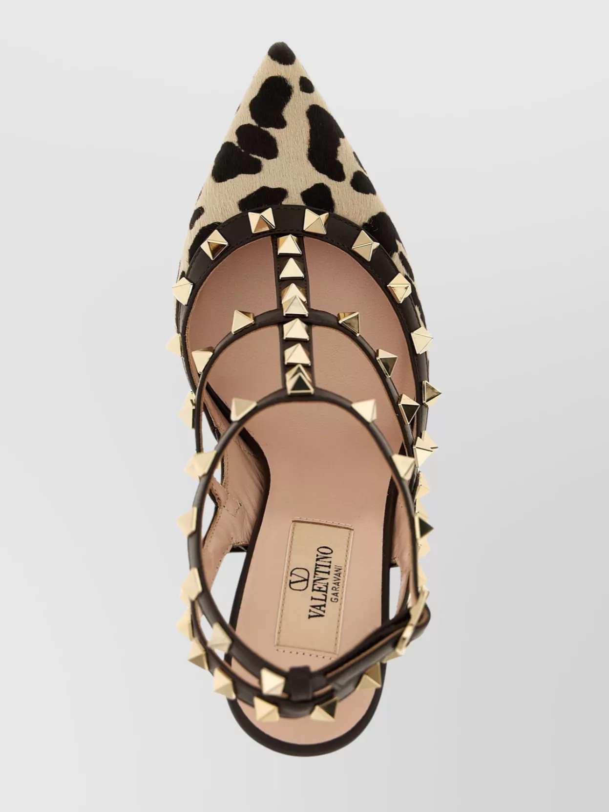 Valentino 100mm Rockstud T-strap Pumps In Animal Print