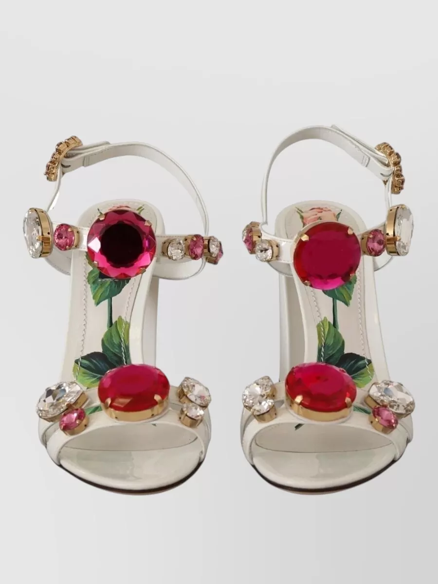 Dolce&Gabbana Leather Crystal-Embellished Ankle Strap Pumps