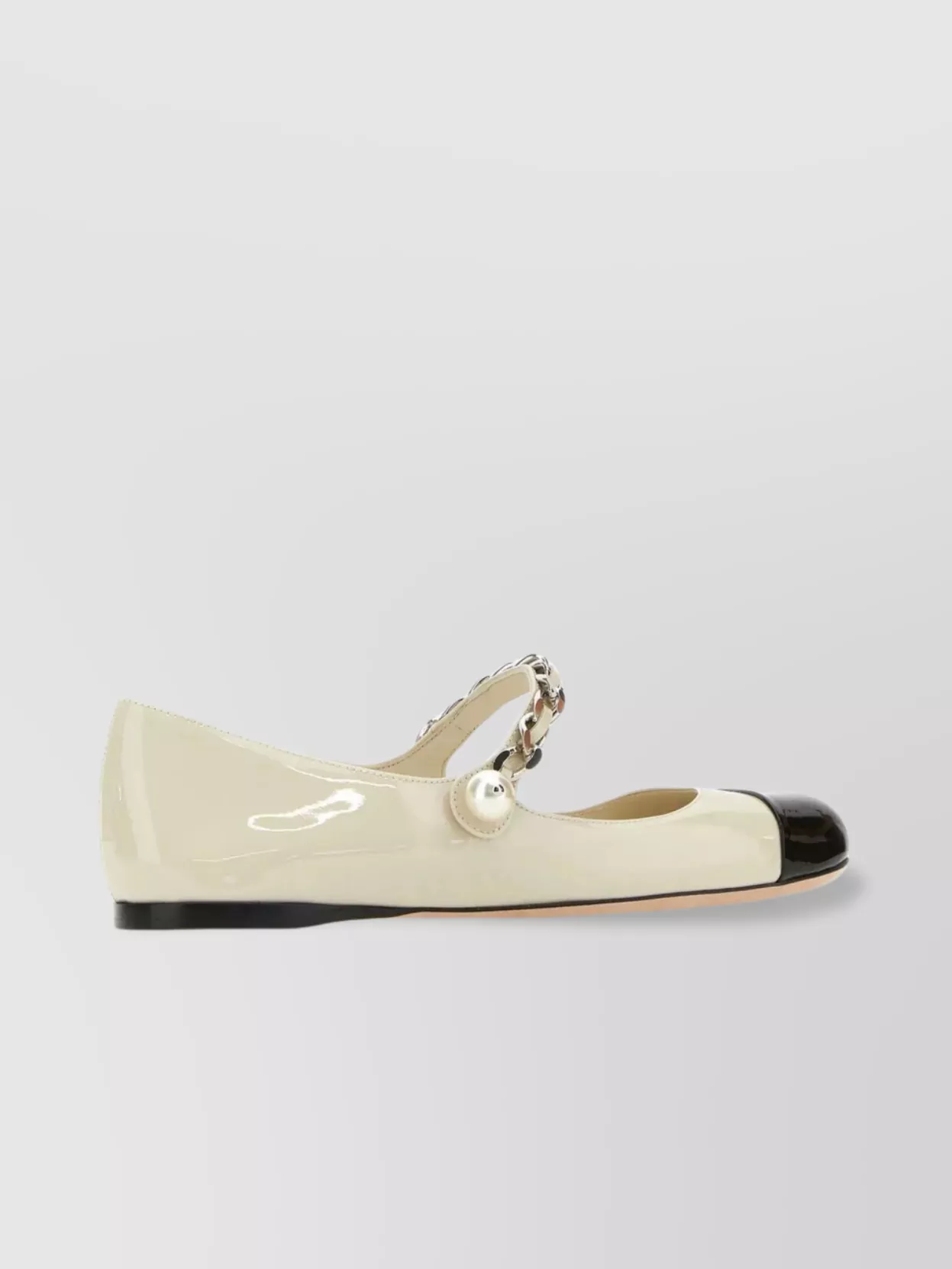 Shop Miu Miu Leather Ballerinas With Strap And Chain