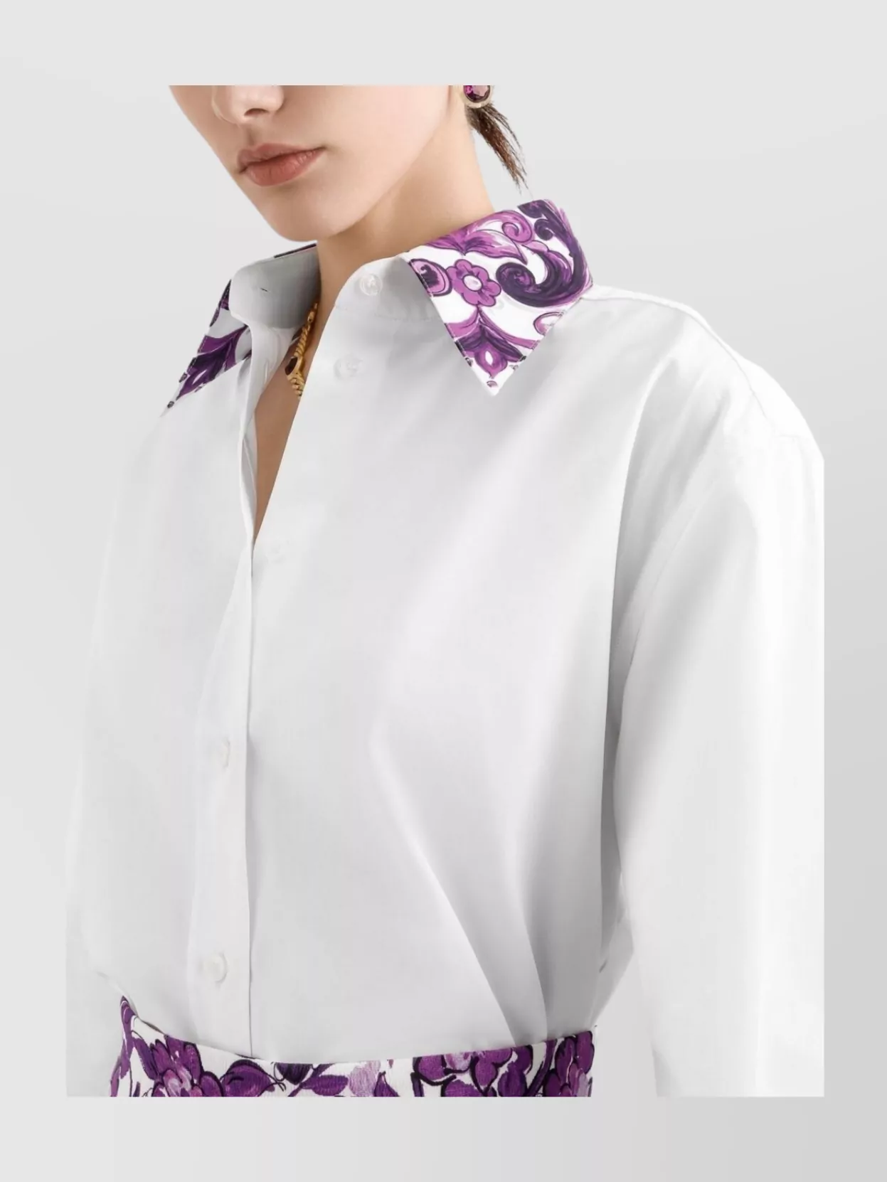 Dolce&Gabbana Cotton Shirt Featuring Maiolica Print Accents