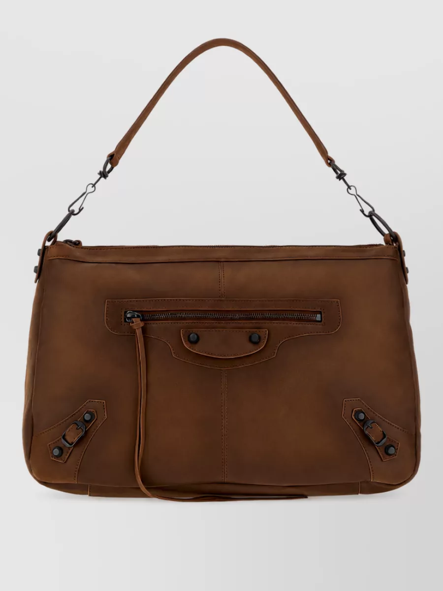 Balenciaga leather moto clutch bag