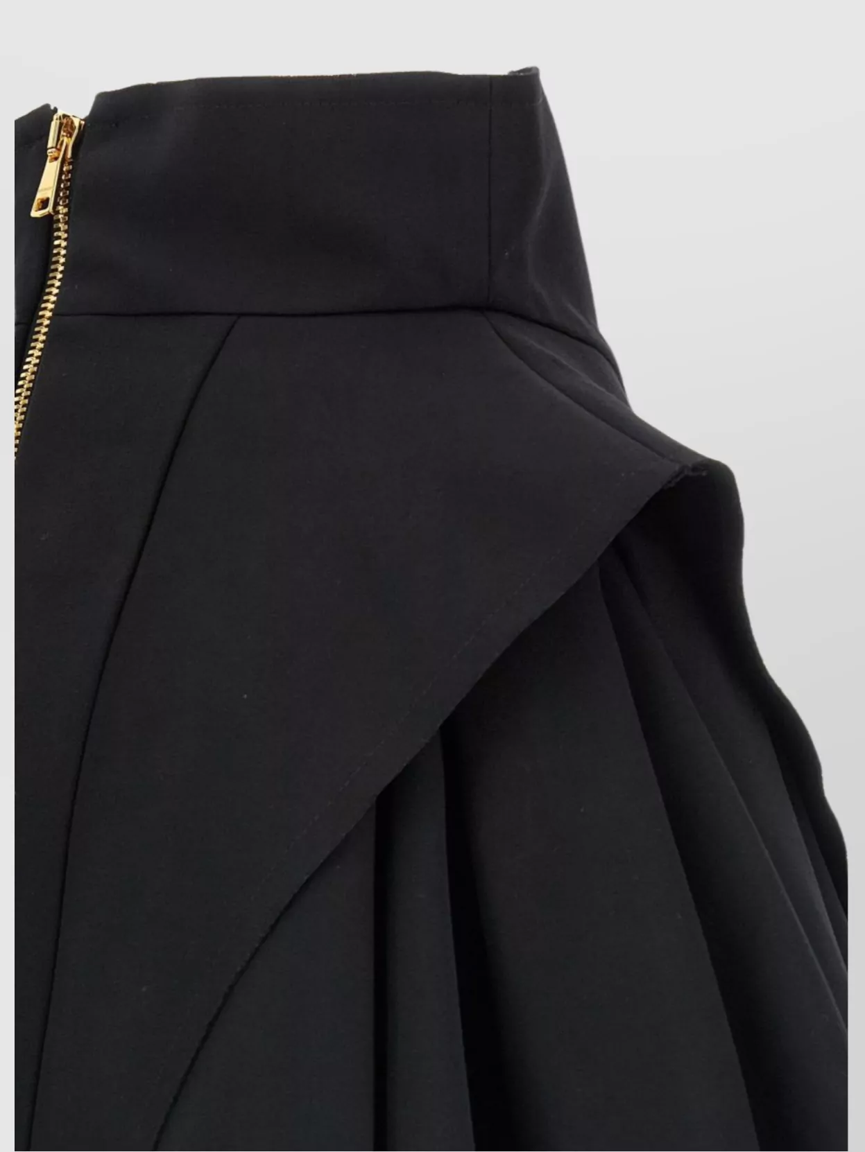 Balmain Button-embellished Pleated Grain De Poudre Wool Mini Skirt In Black