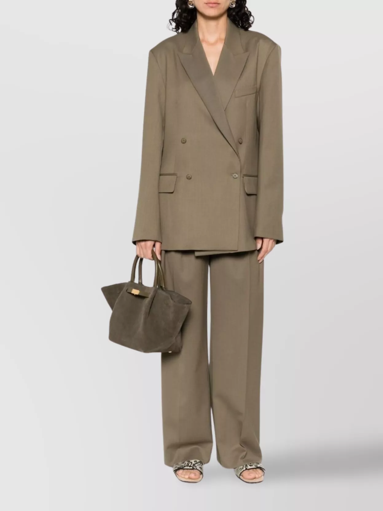 Shop The Frankie Shop Wool Blend Wide Leg Trousers With Pleated Detail