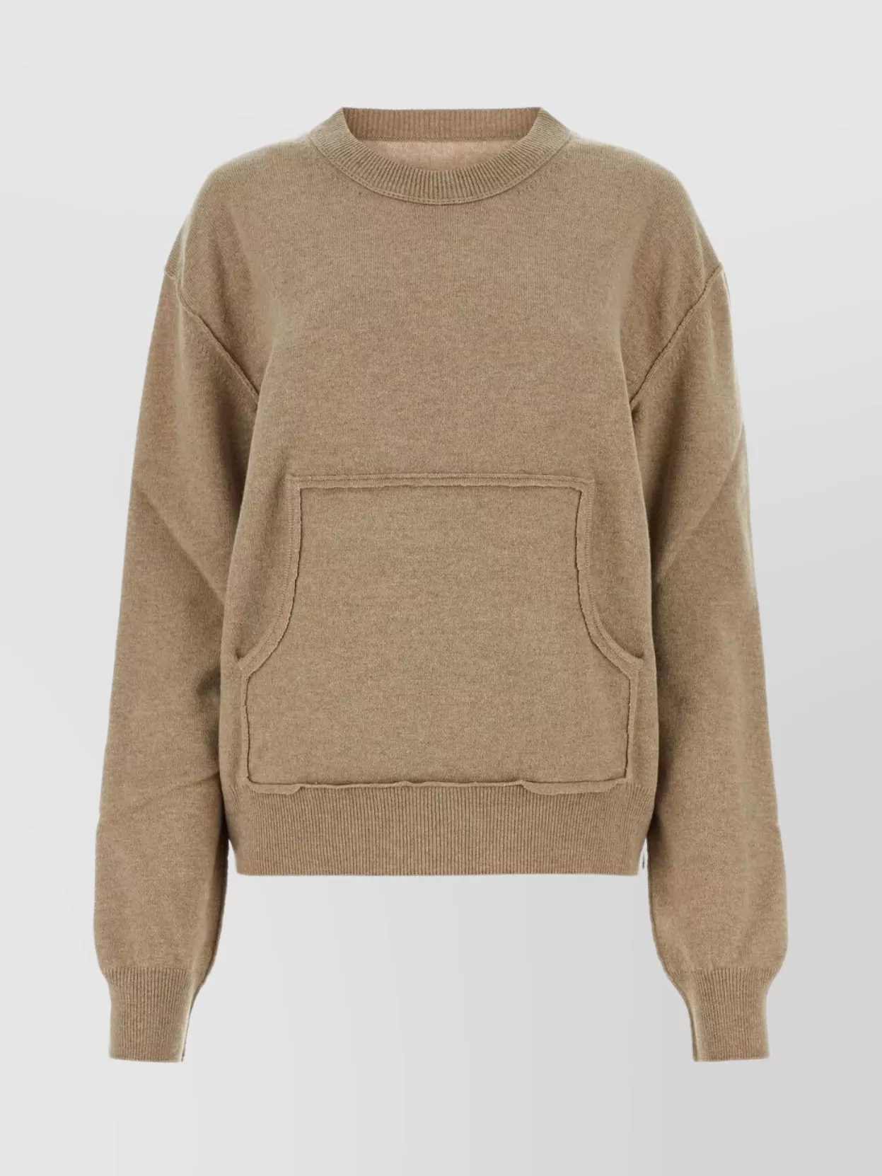 Shop Maison Margiela Iconic Stitchings Blend Knit Sweater In Beige