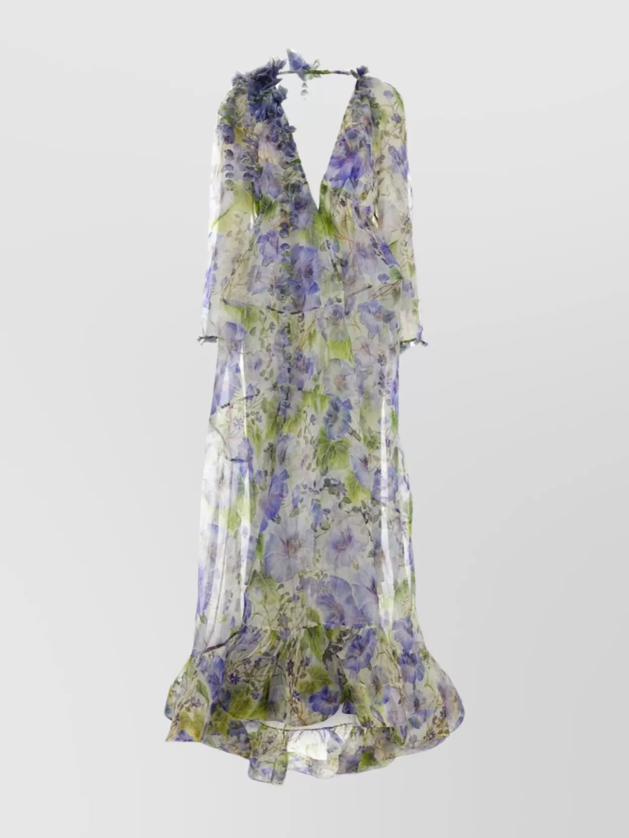 Zimmermann Sheer Sleeves Floral Pattern Long Dress In Multi