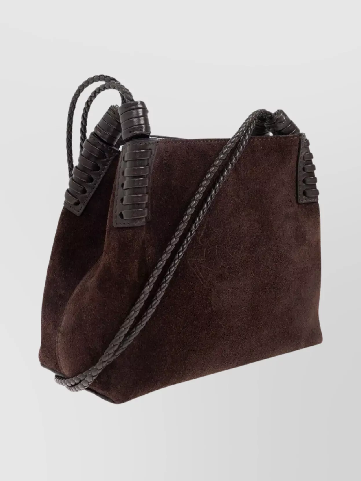 Etro Suede Shoulder Bag Braided Handles
