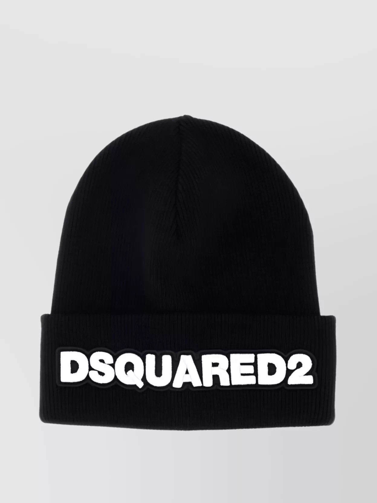 Shop Dsquared2 Turn-up Brim Ribbed Knit Hat In Black