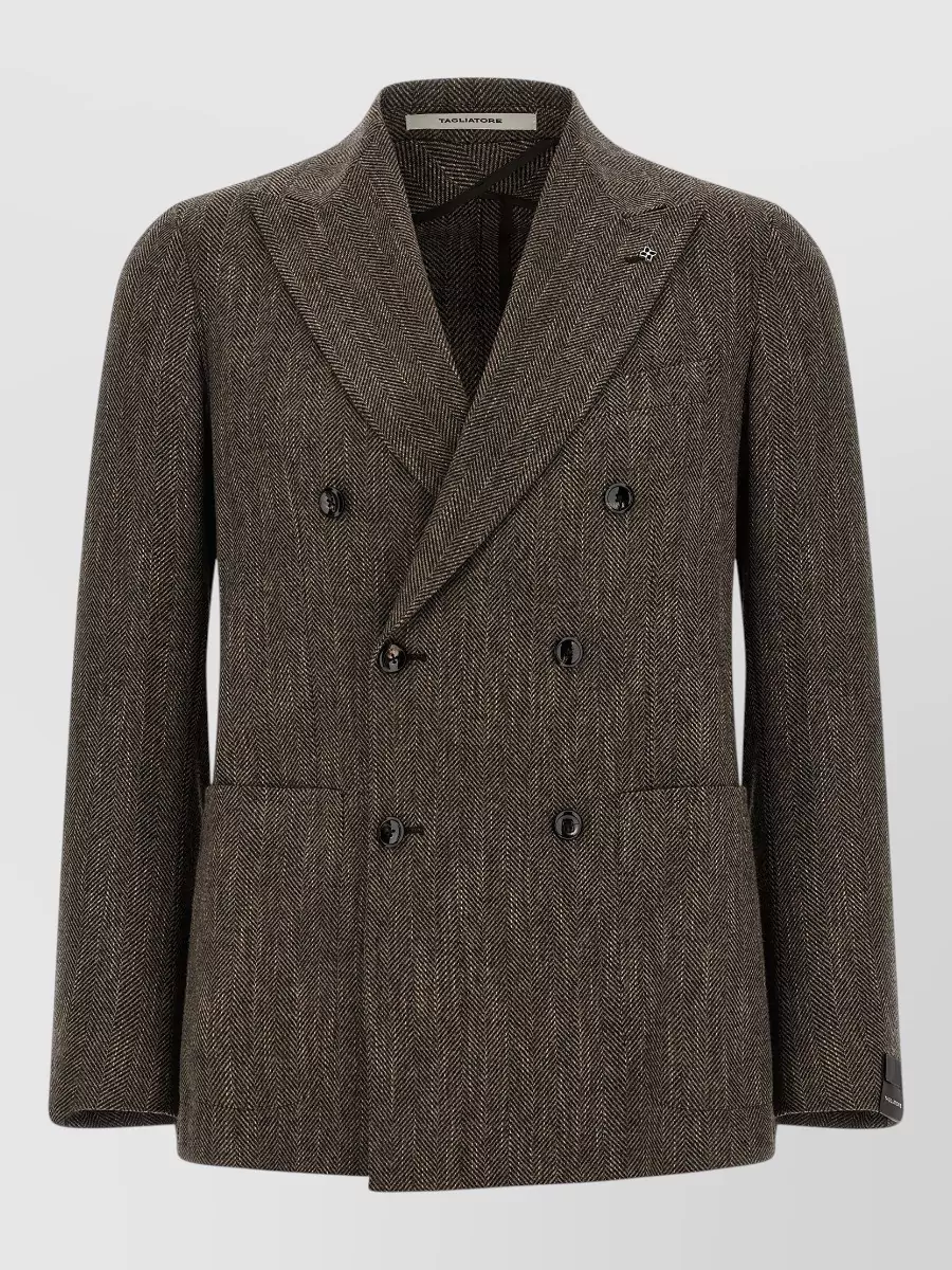 Tagliatore virgin wool cotton linen double-breasted blazer