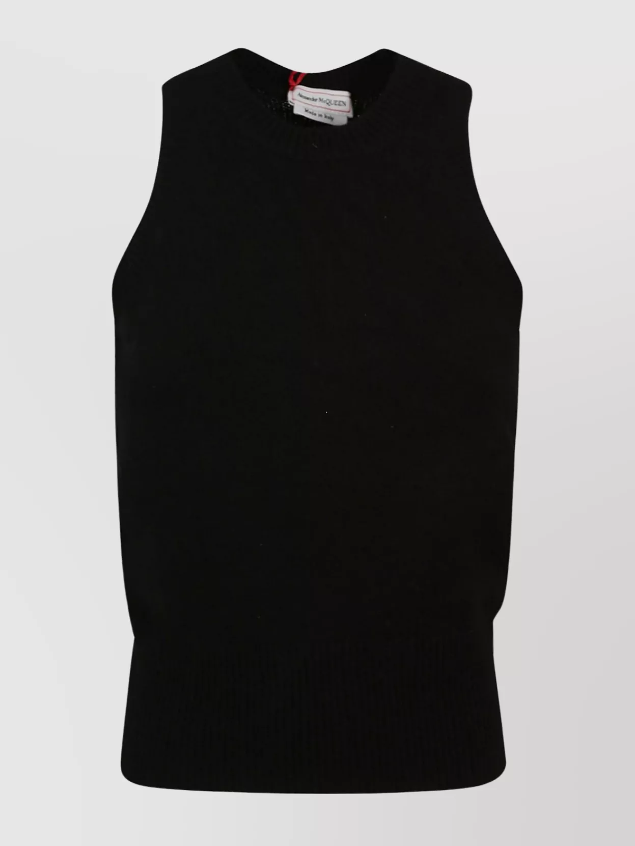 Shop Alexander Mcqueen Sleeveless Ribbed Knit Top In Black