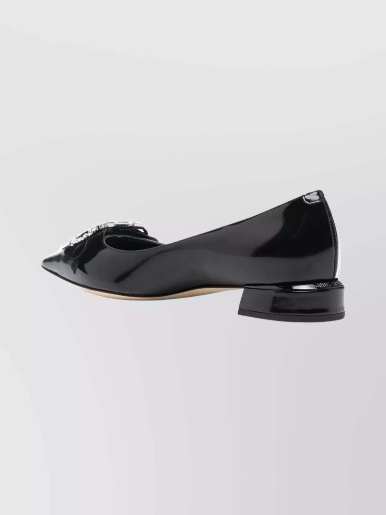 Jimmy Choo Leather Ballet Flats With Bow And Crystals
