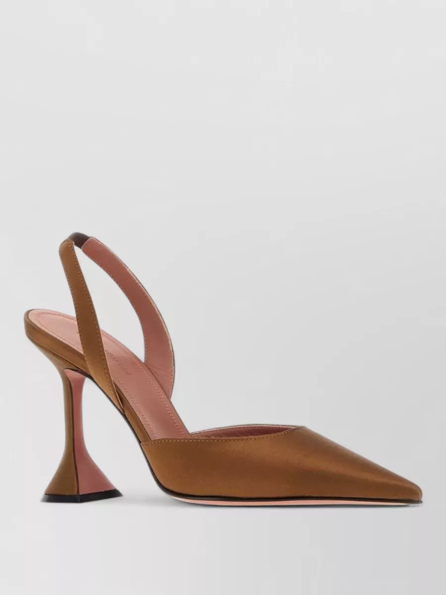 Amina Muaddi Satin Slingback Pumps