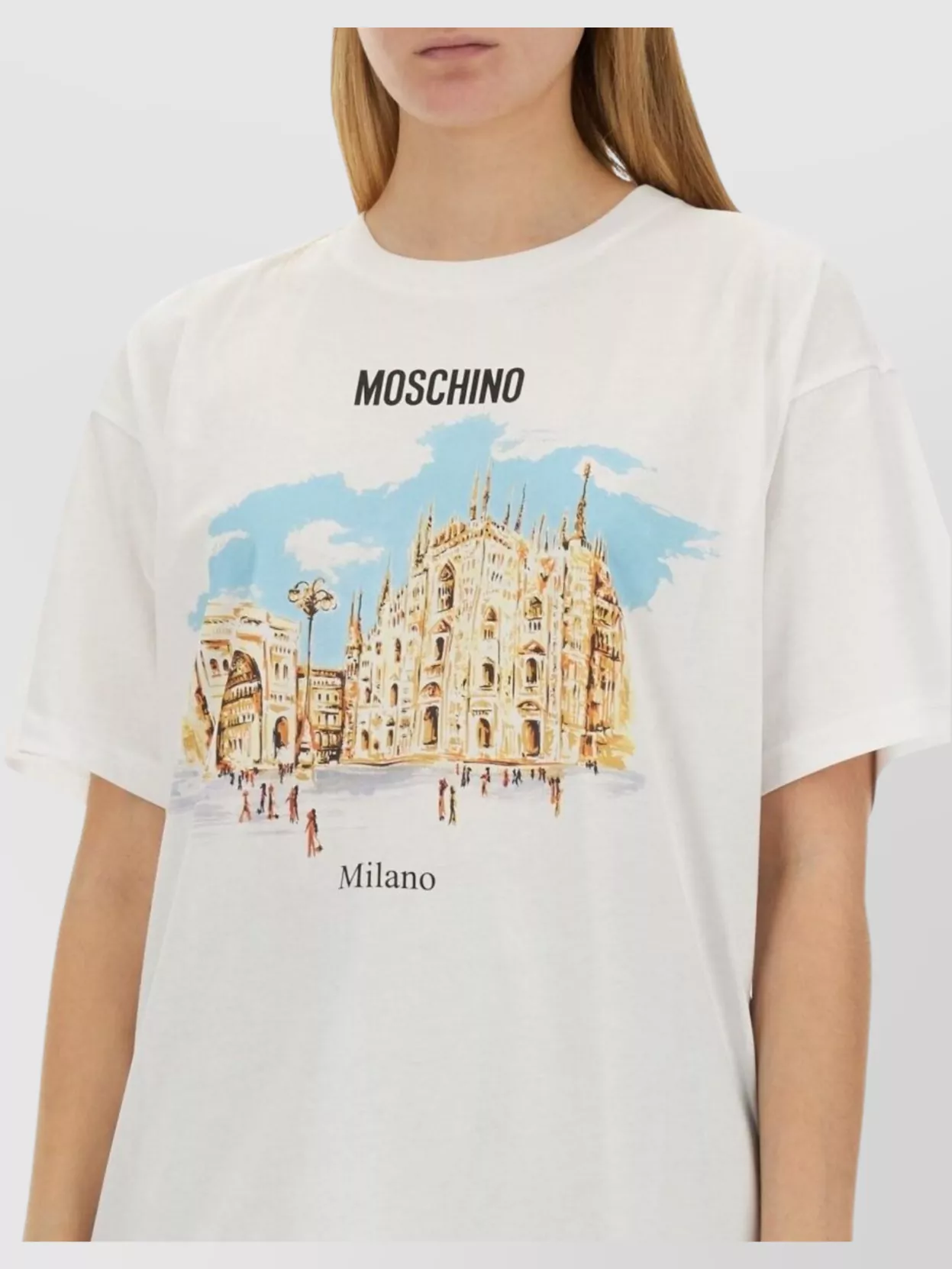 Moschino White Oversized T-shirt With Architectural Graphic