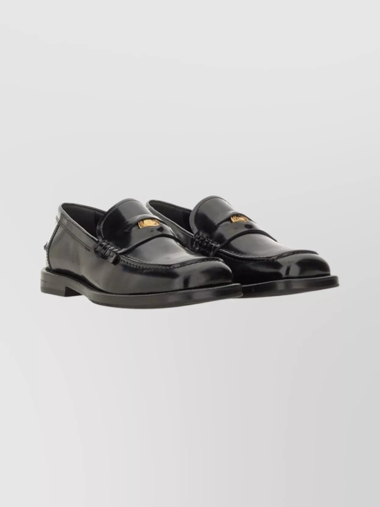 Moschino Round Toe Loafers Featuring Gold-Tone Detail