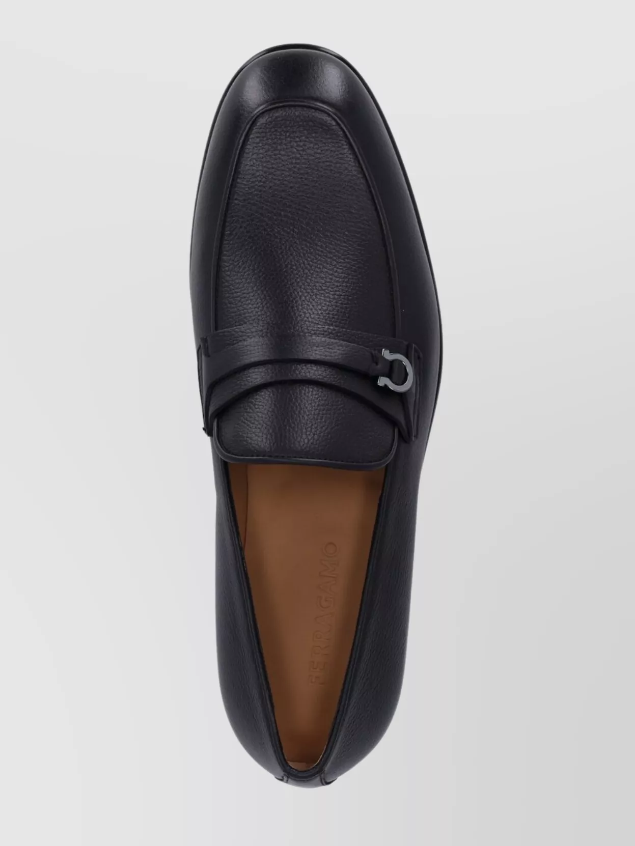 Ferragamo Leather Loafers With Round Toe And Sole