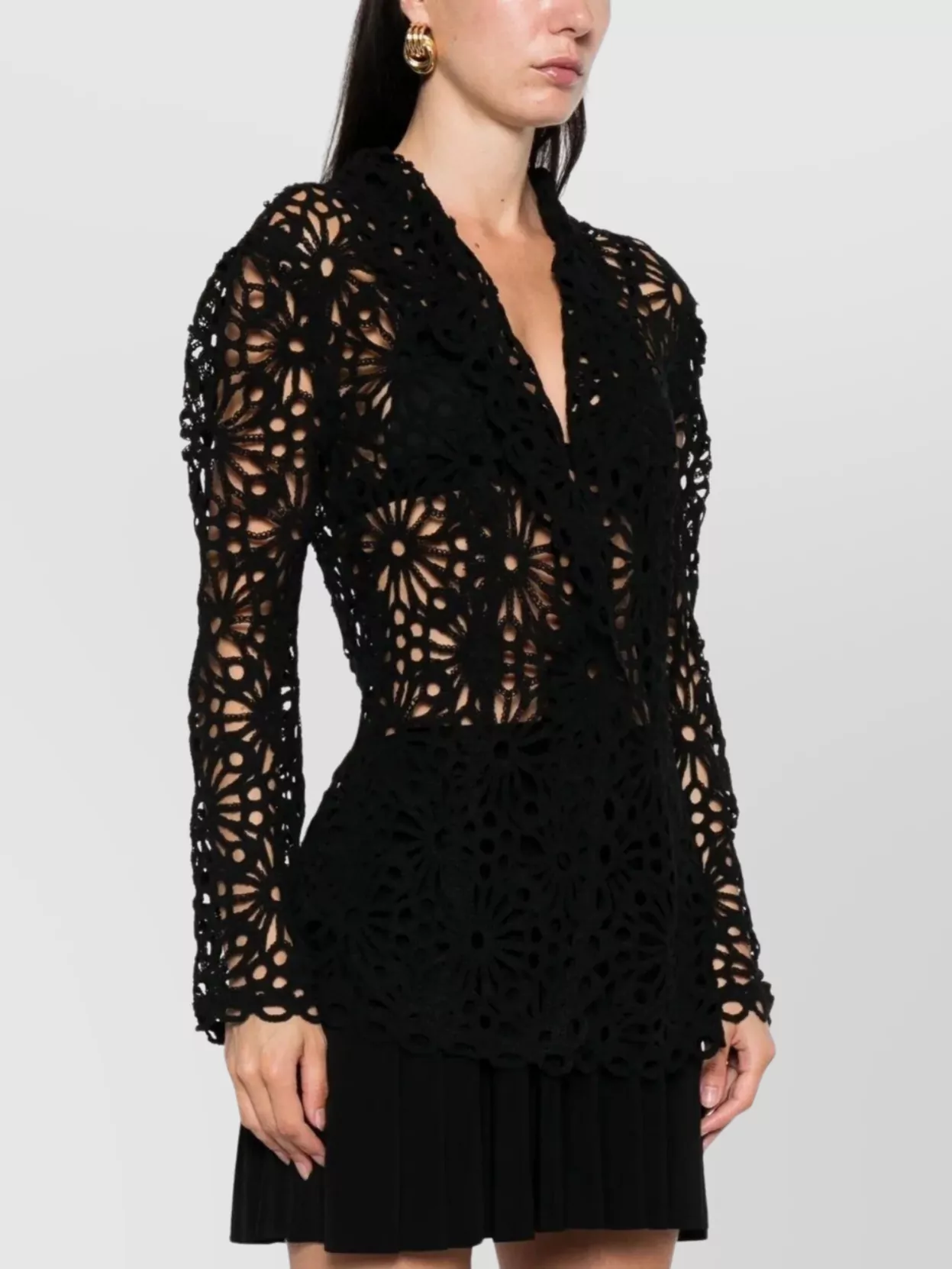 Norma Kamali Floral Lace Long Sleeve Jacket