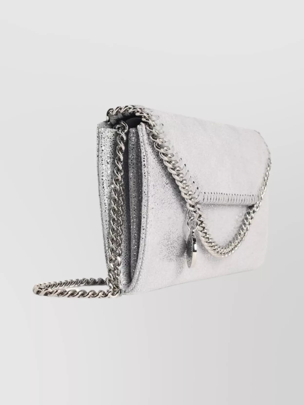 Stella Mccartney Crossbody Chain Wallet In Shaggy Deer In White