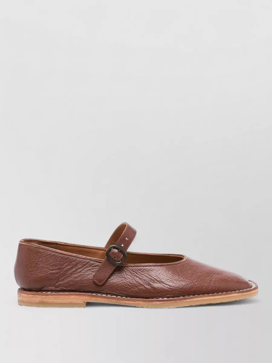 Hereu Leather Strap Ballerina Flats