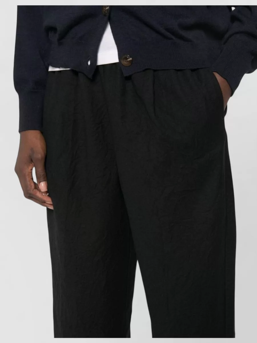 Apuntob Virgin Wool Crinkled Elasticated-Waist Trousers
