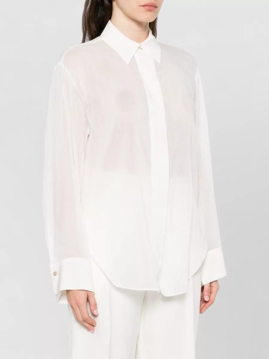Forte Forte Sheer Long Sleeve Shirt Point Collar