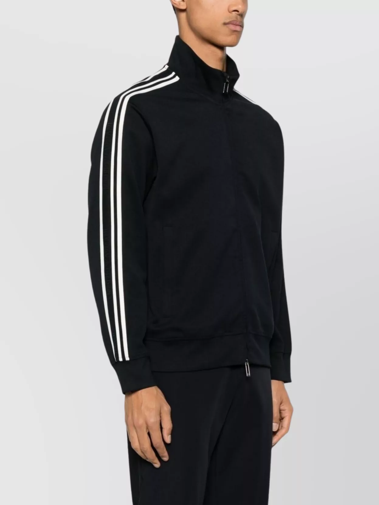 Emporio Armani High Neck Striped Sweater With Side Pockets