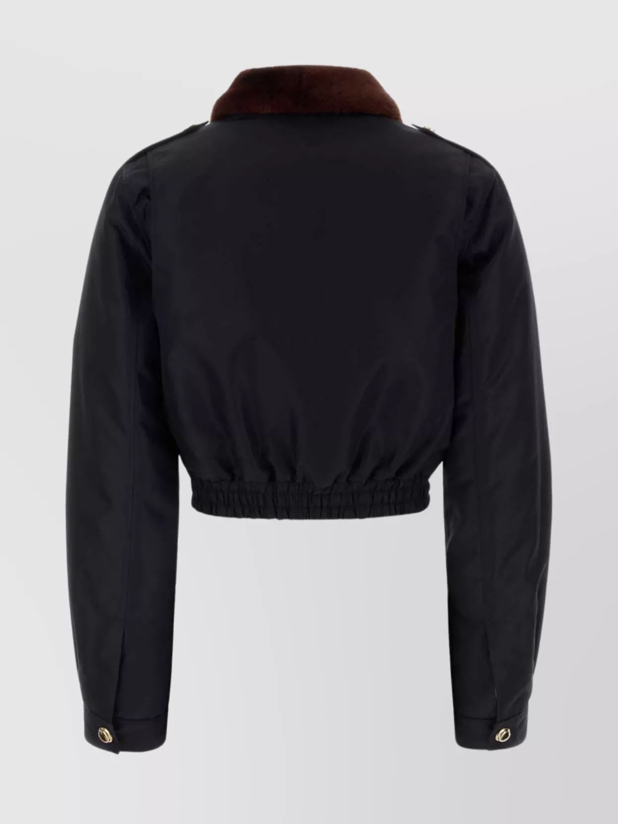Miu Miu Nylon Jacket With Faux Fur Collar In Black