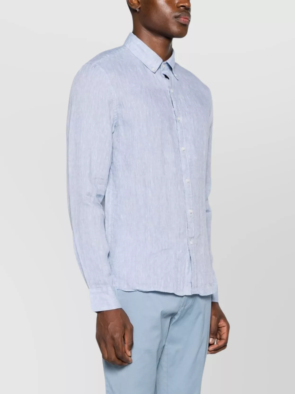 Michael Kors Linen Chambray Button-down Collar Shirt In Blue