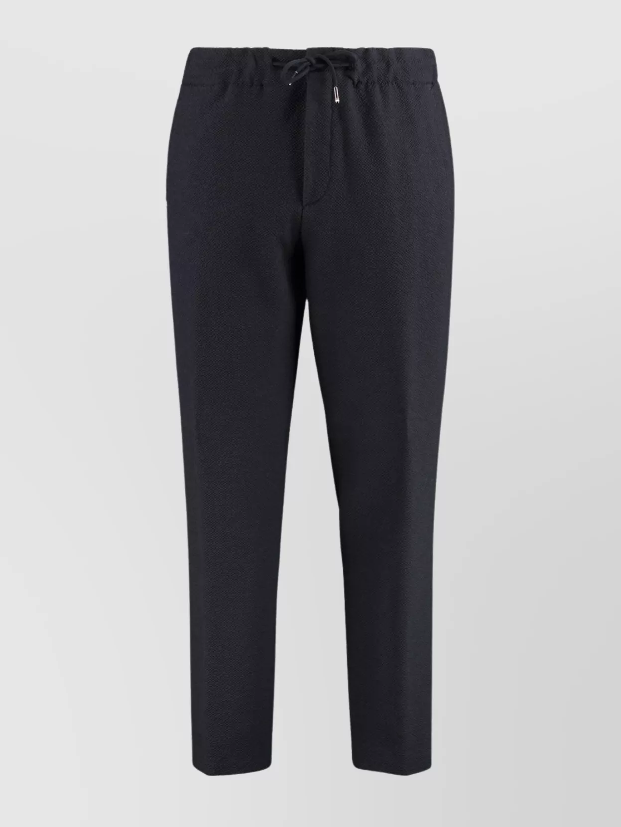 Hugo Boss Elastic Waistband Wool Blend Trousers With Two Back Welt Pockets In Black