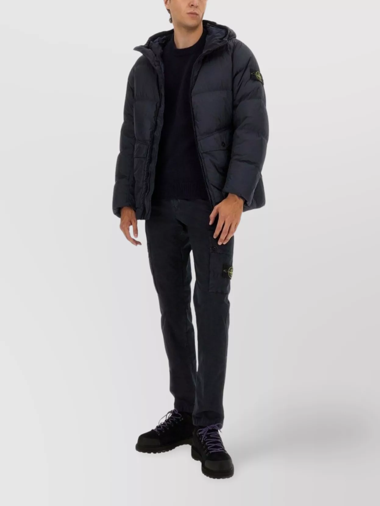 Stone Island Quilted Hooded Jacket Front Pockets