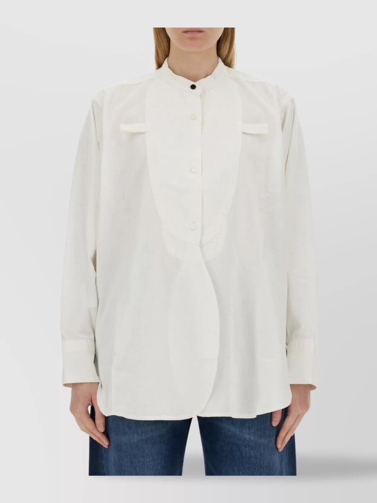 Victoria Beckham Cotton Shirt With Front Bib Detail