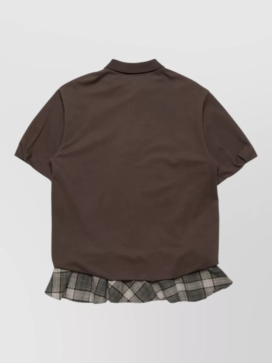 Acne Studios Cotton Checkered Ruffled Polo T-Shirt Dress